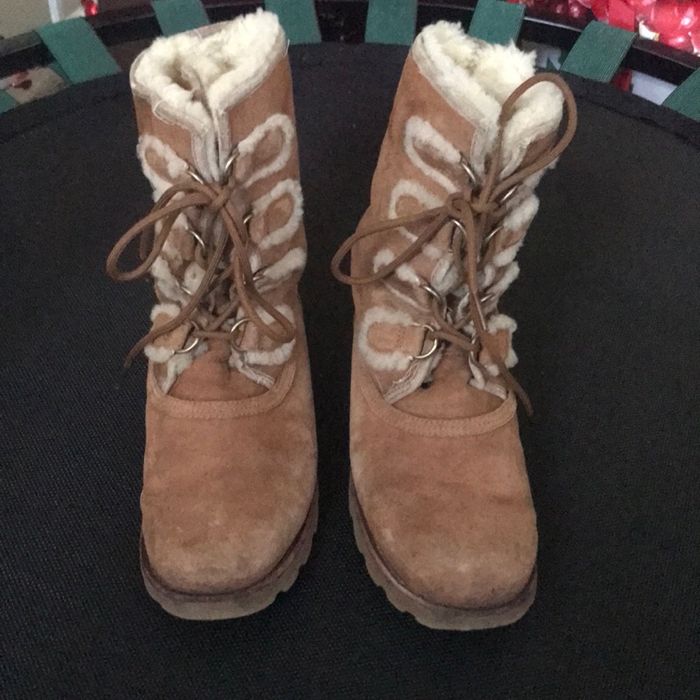 Lace up brown UGG boots